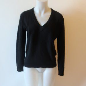 Womens Parrish Black V-Neck Cashmere Sweater L *